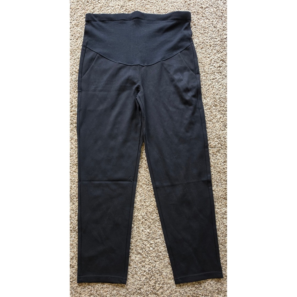 Alina Mae From Belly to Baby Maternity Pants Black Over Belly Straight Leg Small